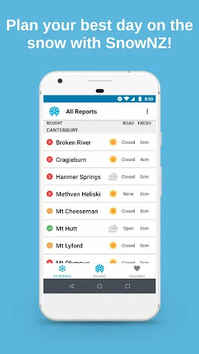 SnowNZ - Reports & Weather screenshot 1