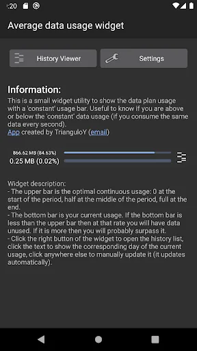 Average data usage widget screenshot 2