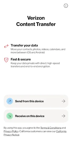 Verizon Content Transfer screenshot 1