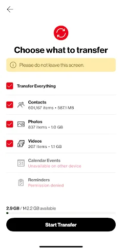 Verizon Content Transfer screenshot 3