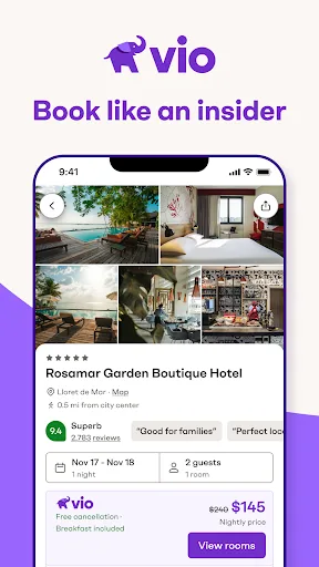 Vio: Hotels & travel deals screenshot 1