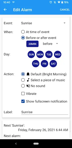 Sun Alarm screenshot 2
