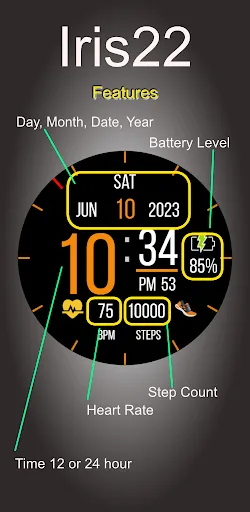 Iris22 Digital Watch Face screenshot 2