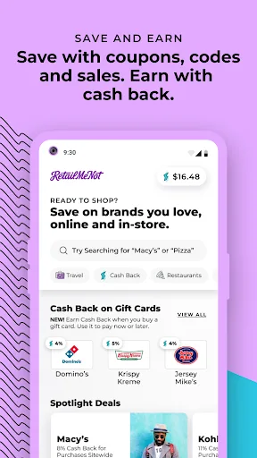 RetailMeNot: Cash Back & Codes screenshot 1