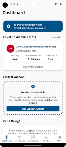 MyTSA screenshot 1