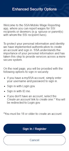 SSA Mobile Wage Reporting screenshot 2