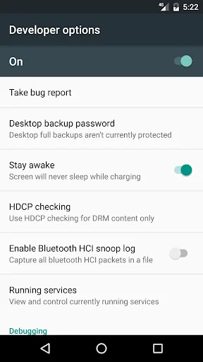 Developer options screenshot 1