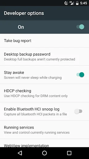 Developer options screenshot 5