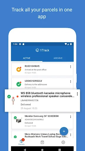 Track your parcels - 1Track screenshot 1