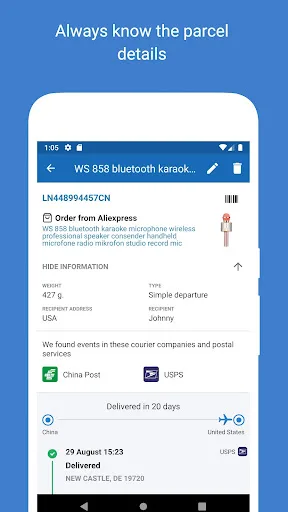 Track your parcels - 1Track screenshot 2