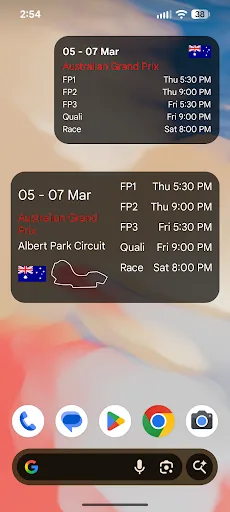 F1 Schedule Widget screenshot 2