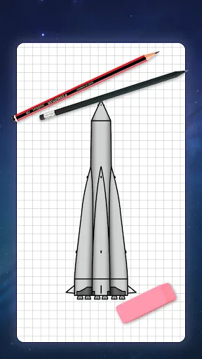How to draw rockets by steps screenshot 1