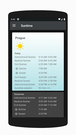 Suntime: Sunrise & Sunset screenshot 1