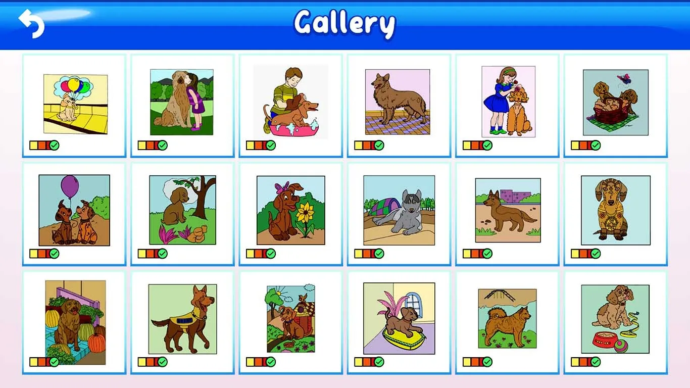 Dogs Color by Number - Animals Coloring Book Page screenshot 2