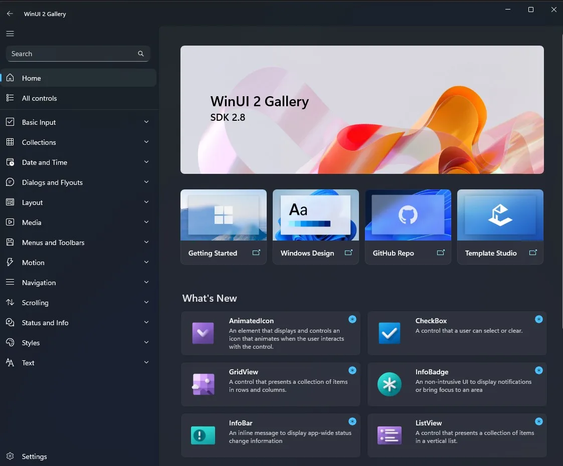 WinUI 2 Gallery screenshot 2