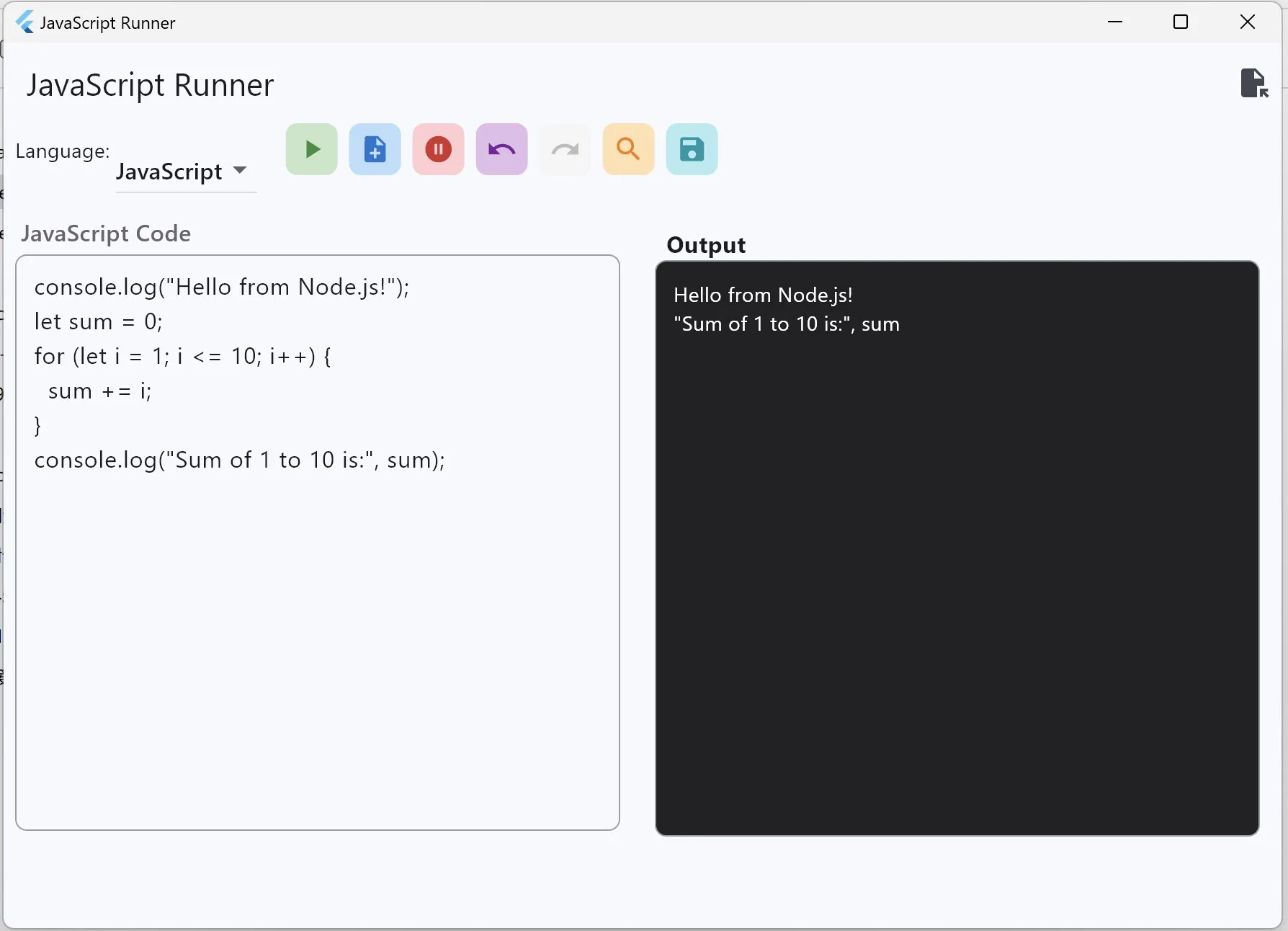Node.js/JavaScript Runner screenshot 1