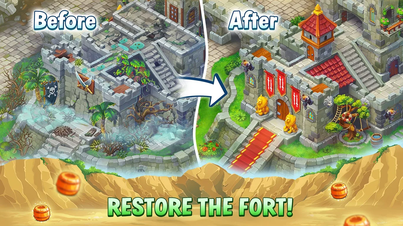 Pirates & Pearls: Match, build & design screenshot 3