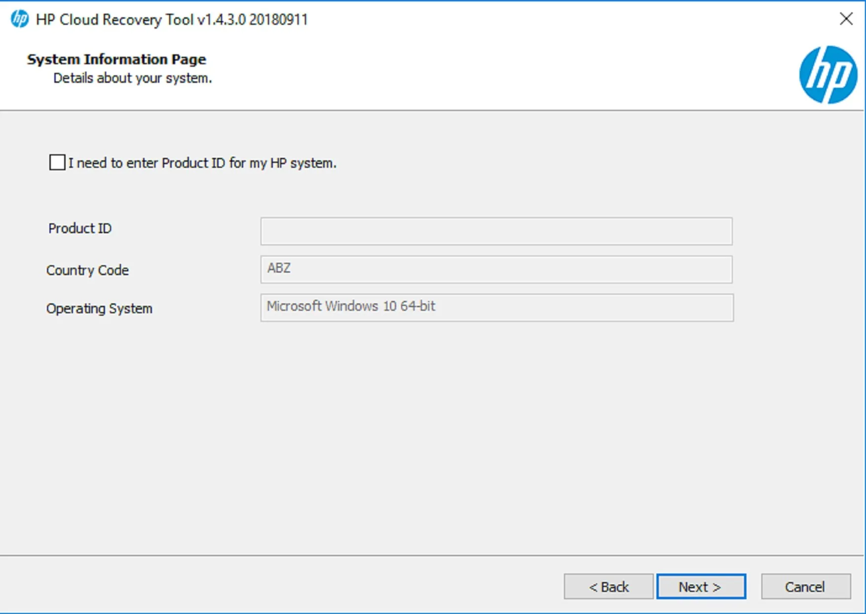 HP Cloud Recovery Tool screenshot 4