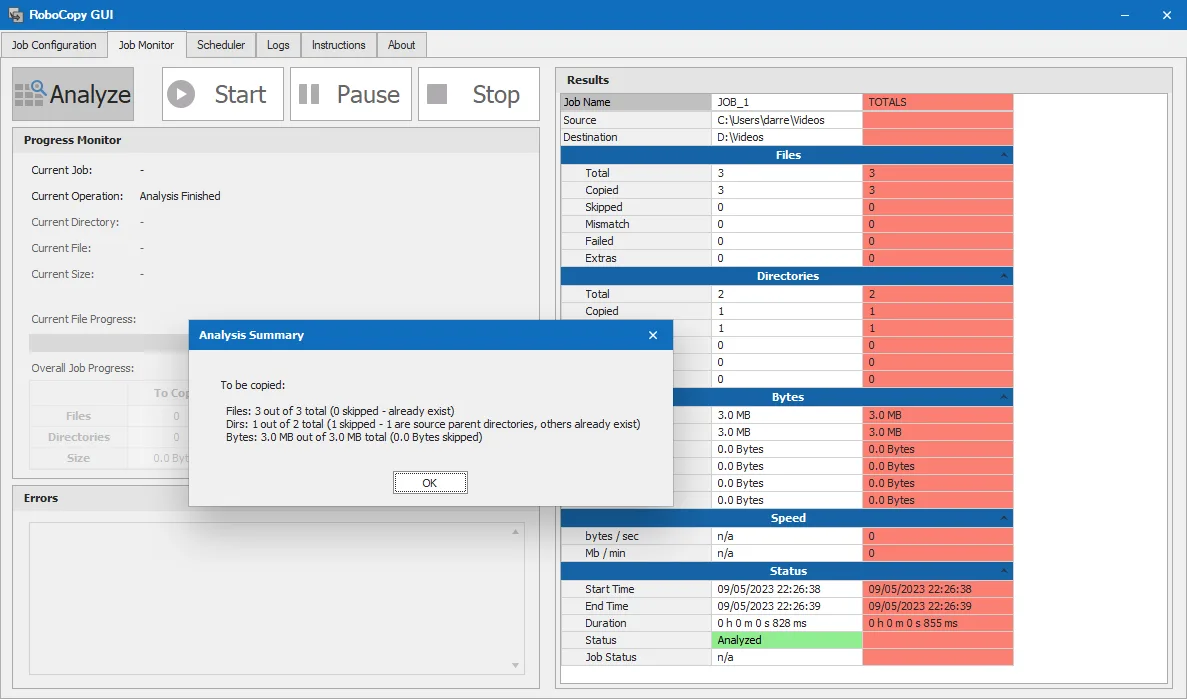 RoboCopy GUI screenshot 2