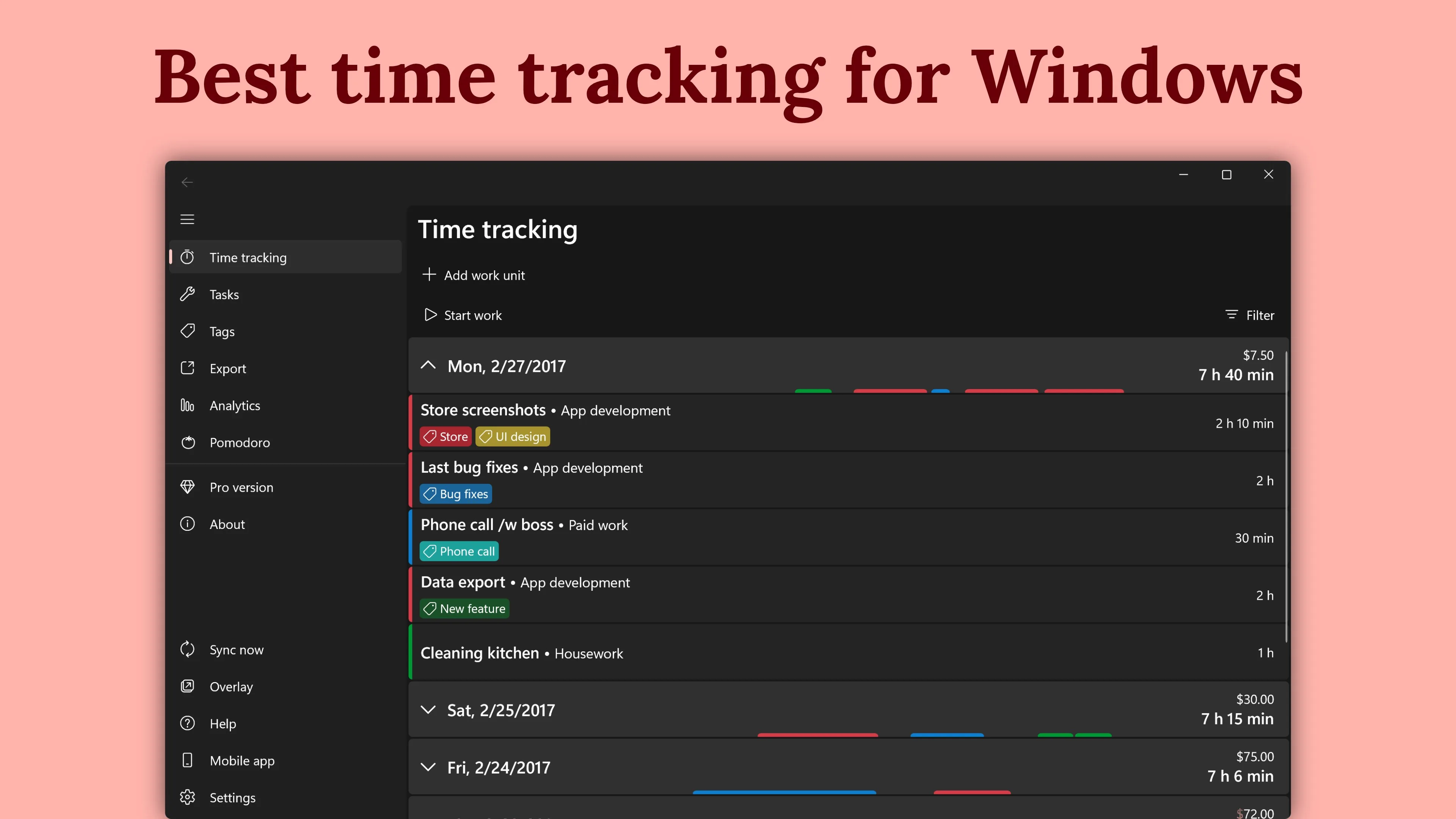 WorkingHours: Time Tracking, Hours Tracker, Timesheet screenshot 1