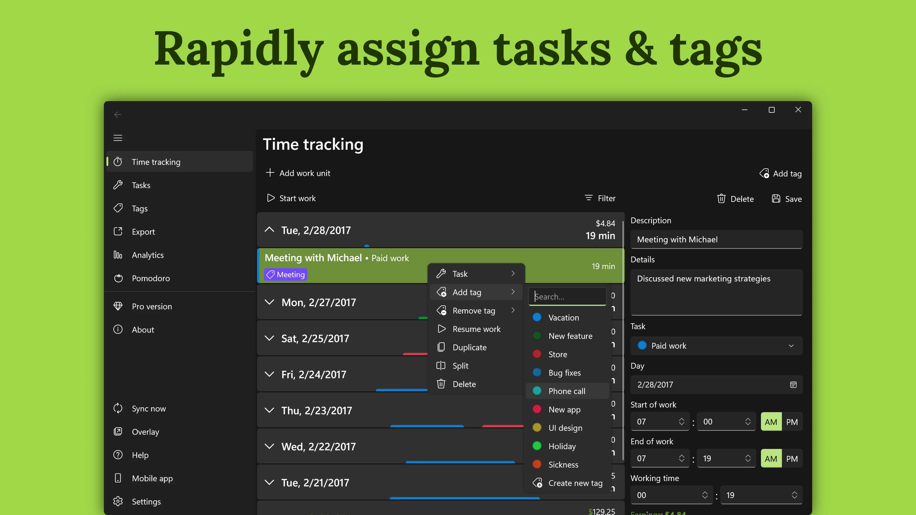 WorkingHours: Time Tracking, Hours Tracker, Timesheet screenshot 3