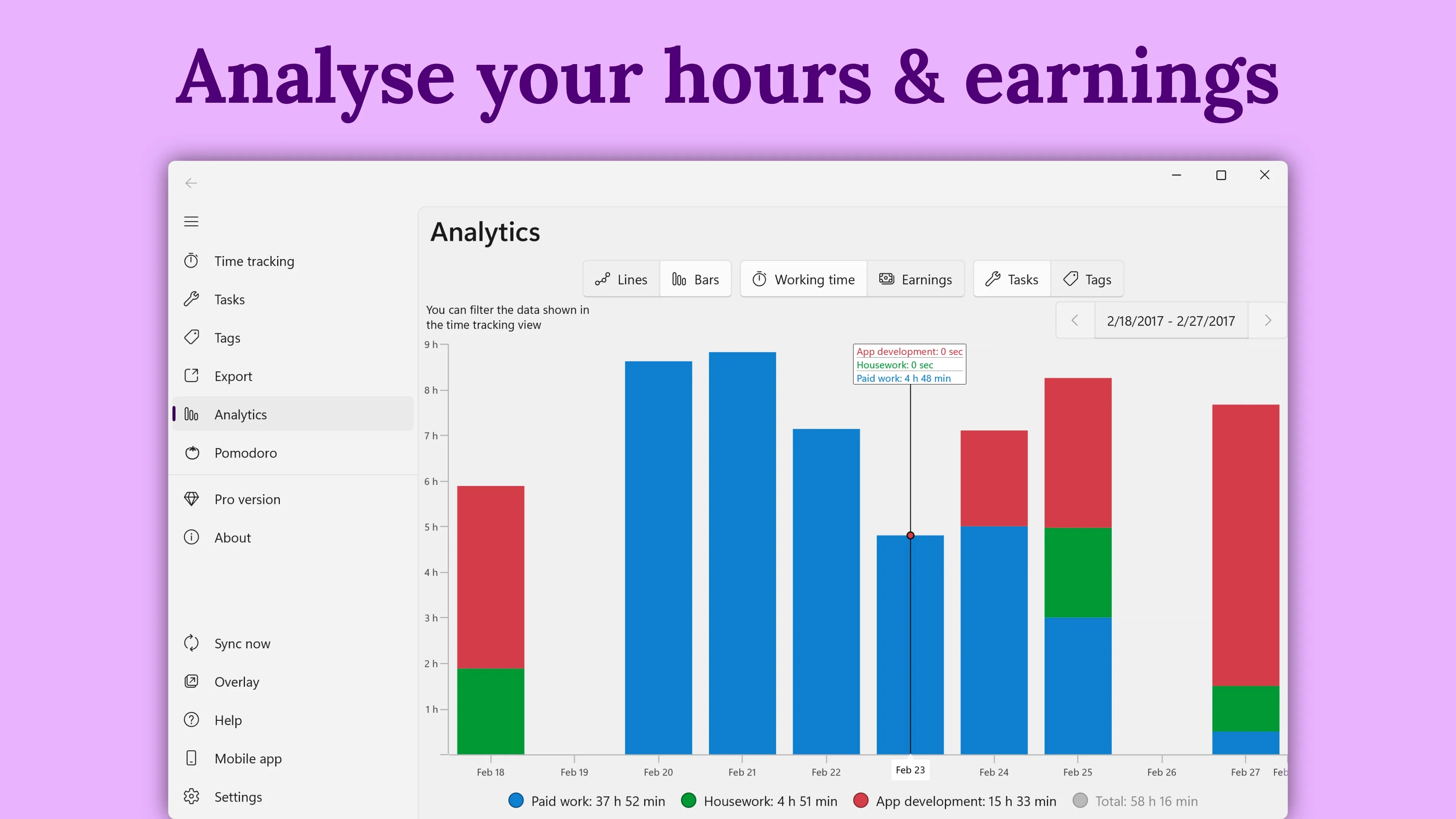 WorkingHours: Time Tracking, Hours Tracker, Timesheet screenshot 4