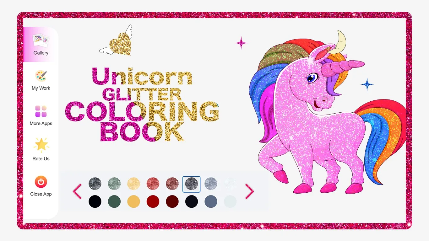 Unicorn Pixel Art - Glitter Coloring screenshot 1