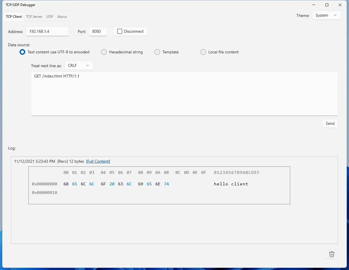 TCP/UDP Debugger screenshot 1