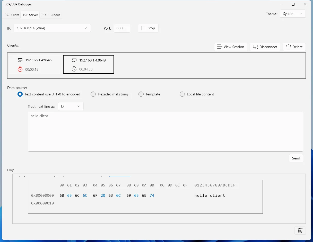 TCP/UDP Debugger screenshot 2