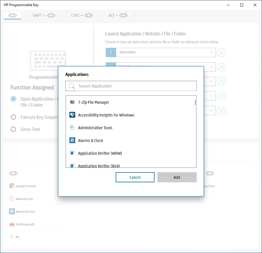 HP Programmable Key screenshot 1