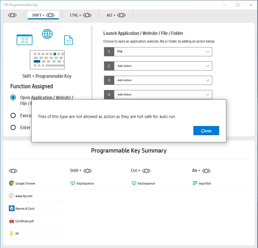 HP Programmable Key screenshot 2
