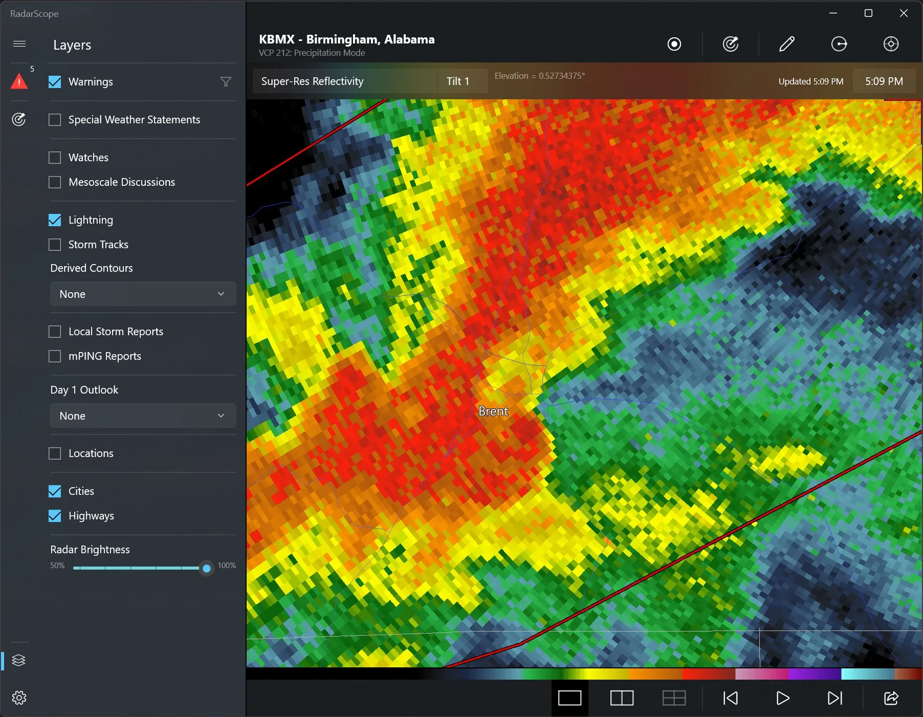 RadarScope screenshot 2
