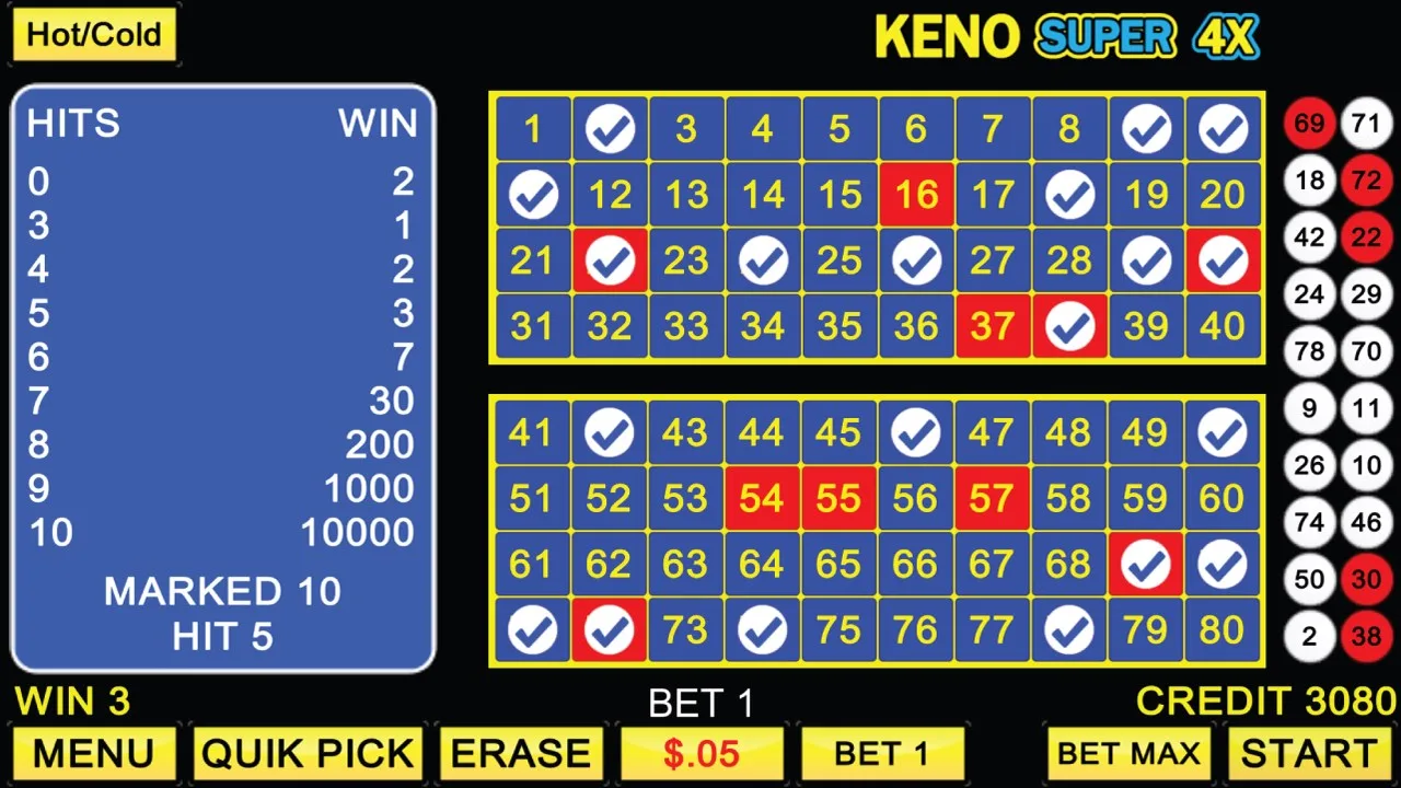 Keno Super 4X screenshot 1
