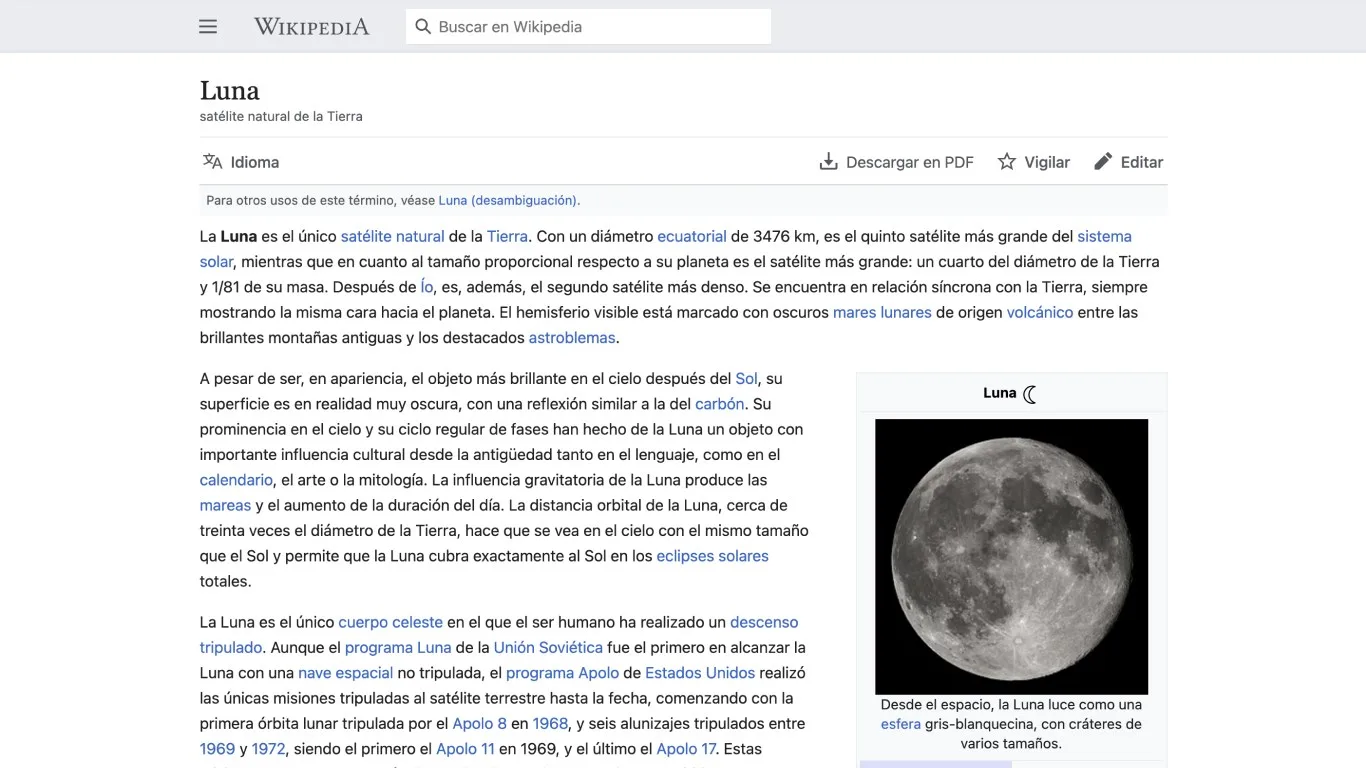 Wikipedia en español screenshot 1