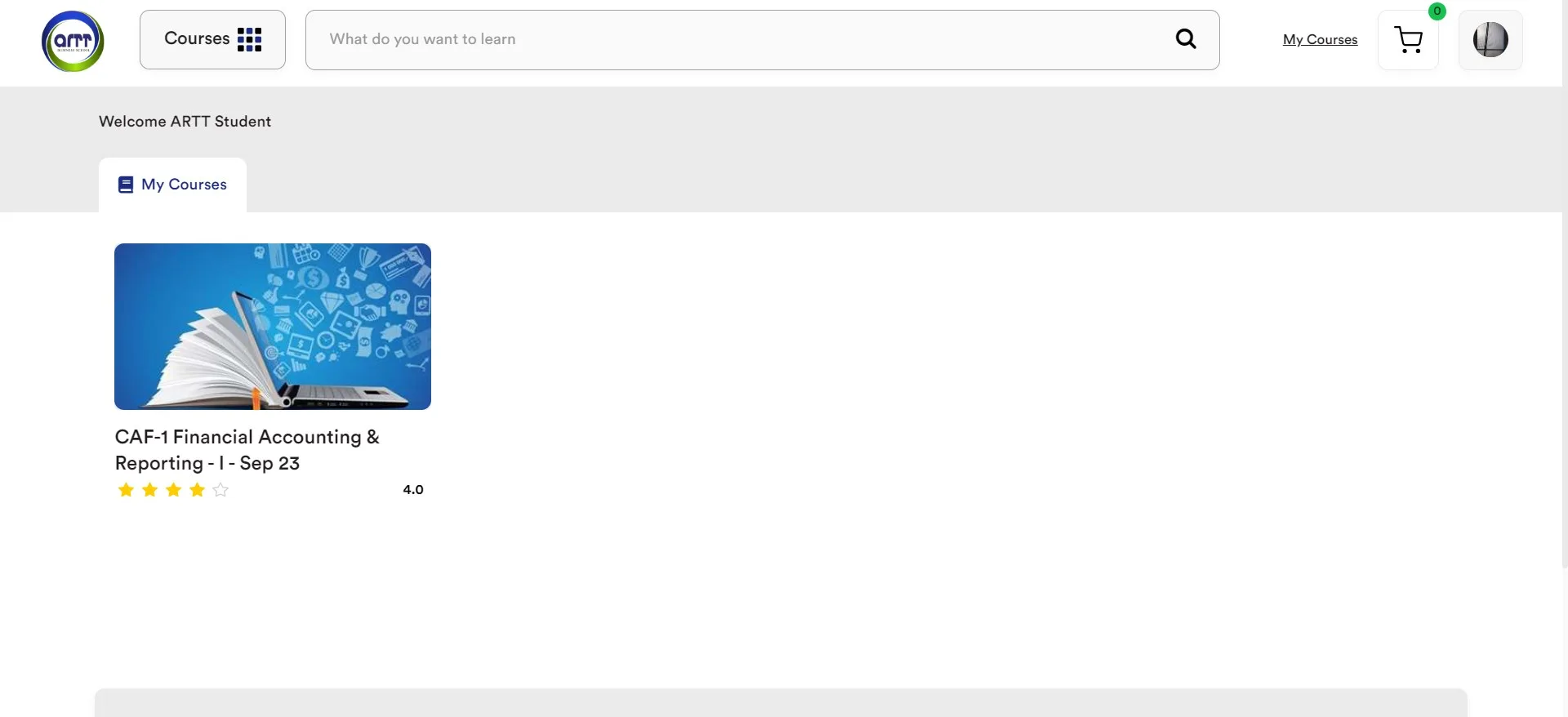 ARTT LMS screenshot 2