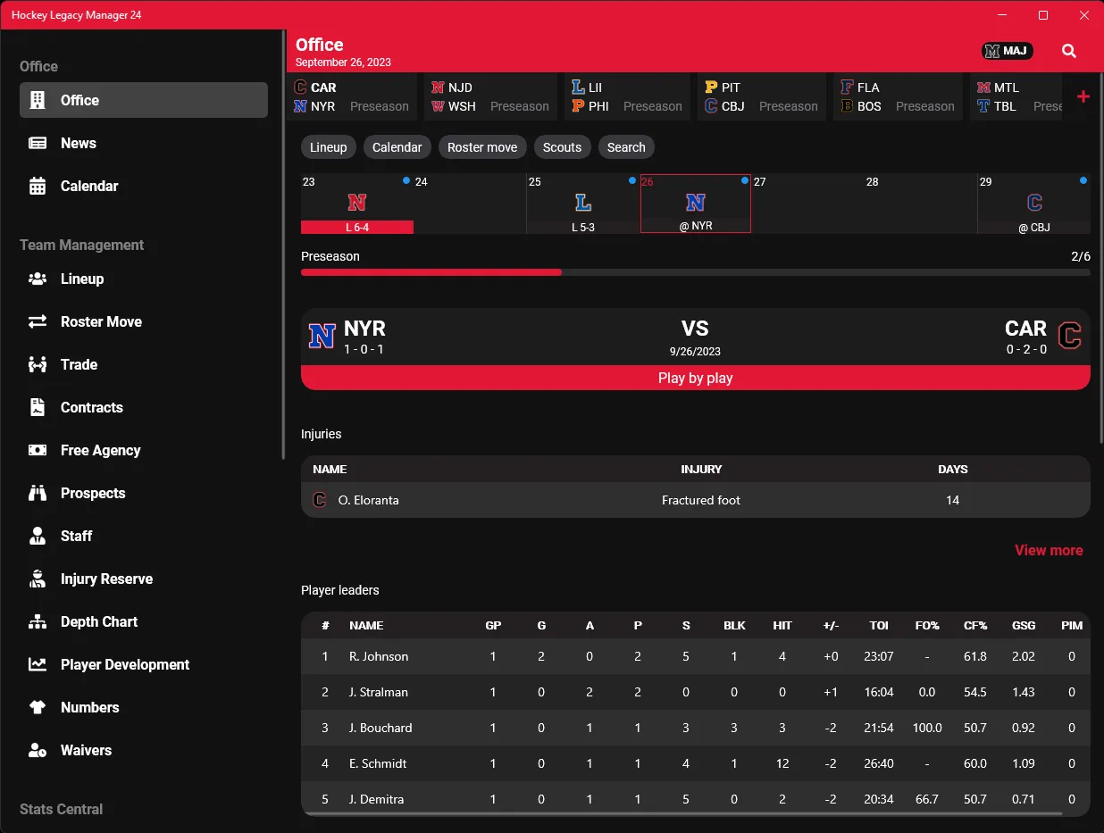 Hockey Legacy Manager screenshot 1