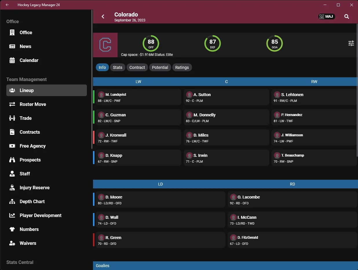 Hockey Legacy Manager screenshot 2