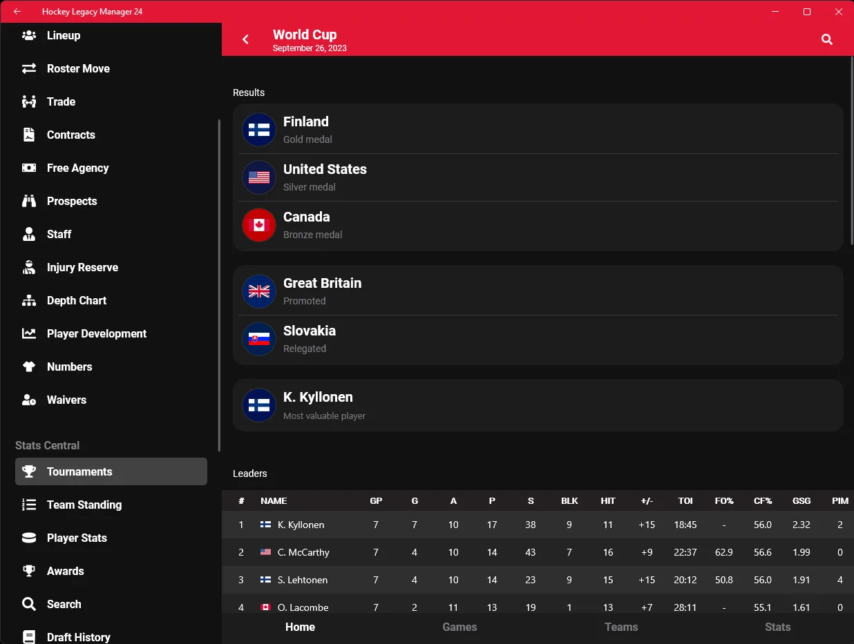 Hockey Legacy Manager screenshot 3