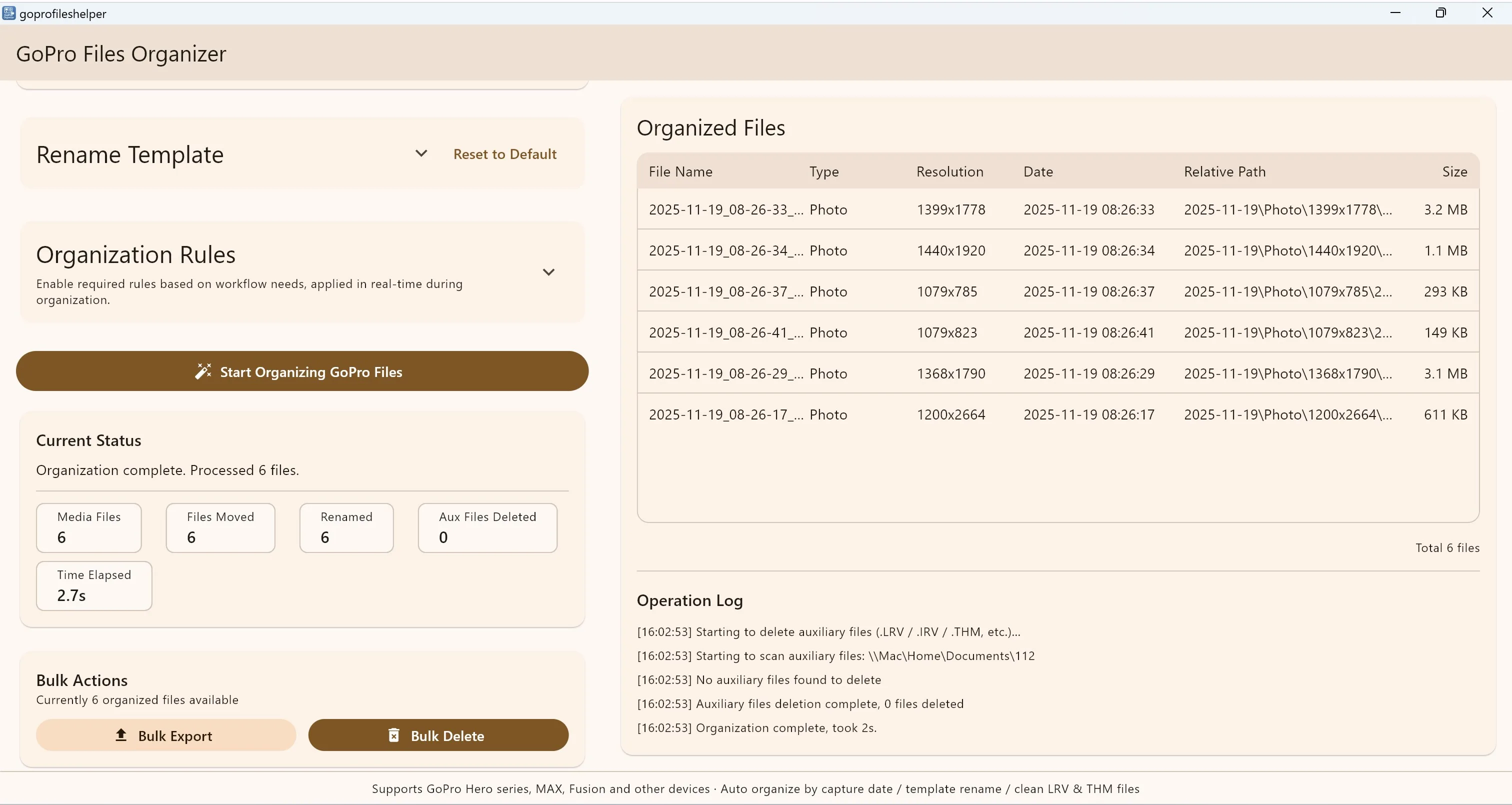 GoPro Files Organizer screenshot 1