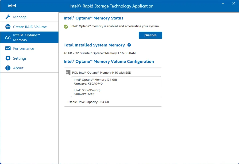 Intel® Rapid Storage Technology Application screenshot 4