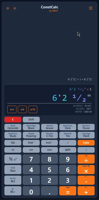 ConstCalc screenshot 2