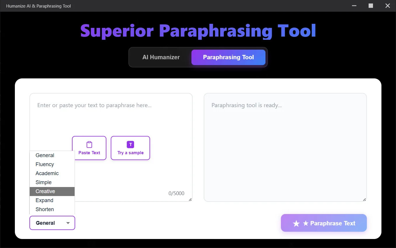 Humanize AI & Paraphrase Tool screenshot 1