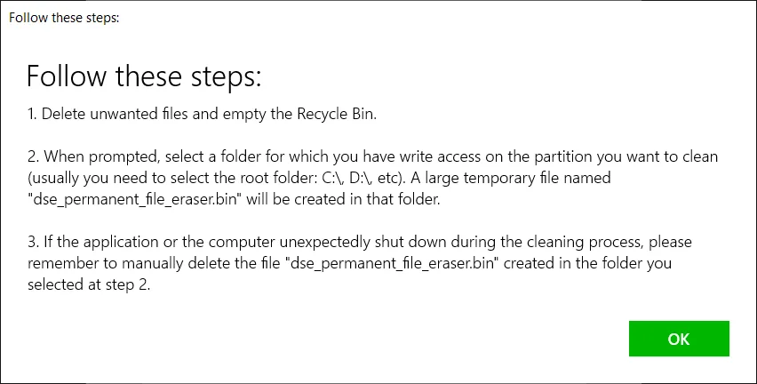 DSE Permanent File Eraser screenshot 1