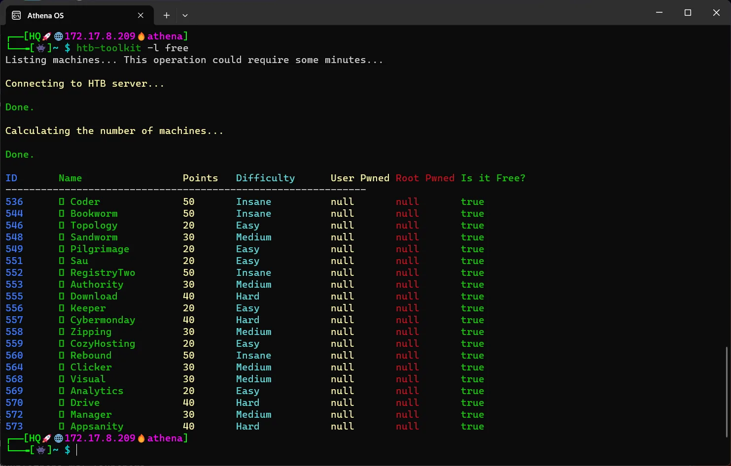 Athena OS screenshot 1