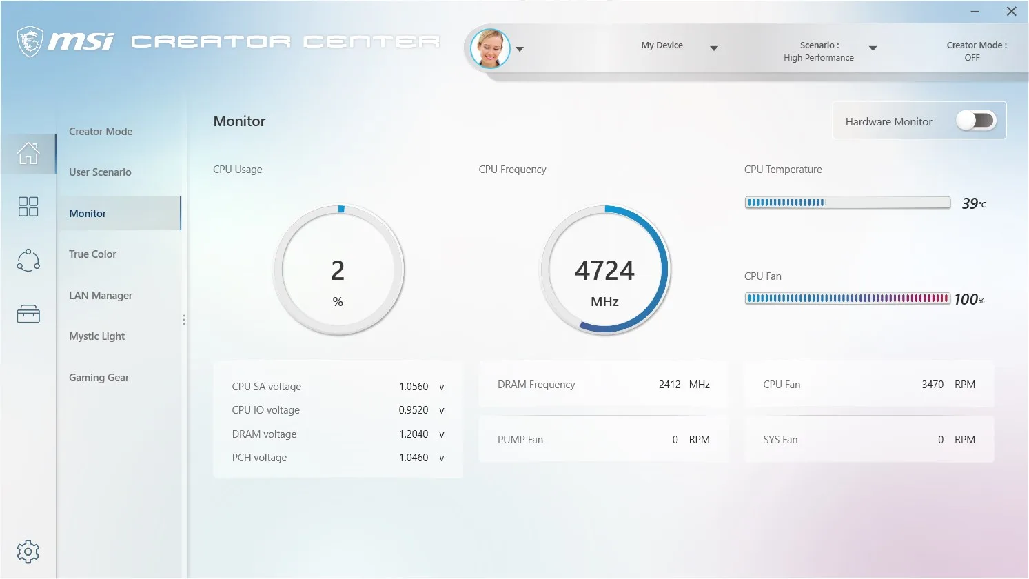 MSI Creator Center screenshot 3