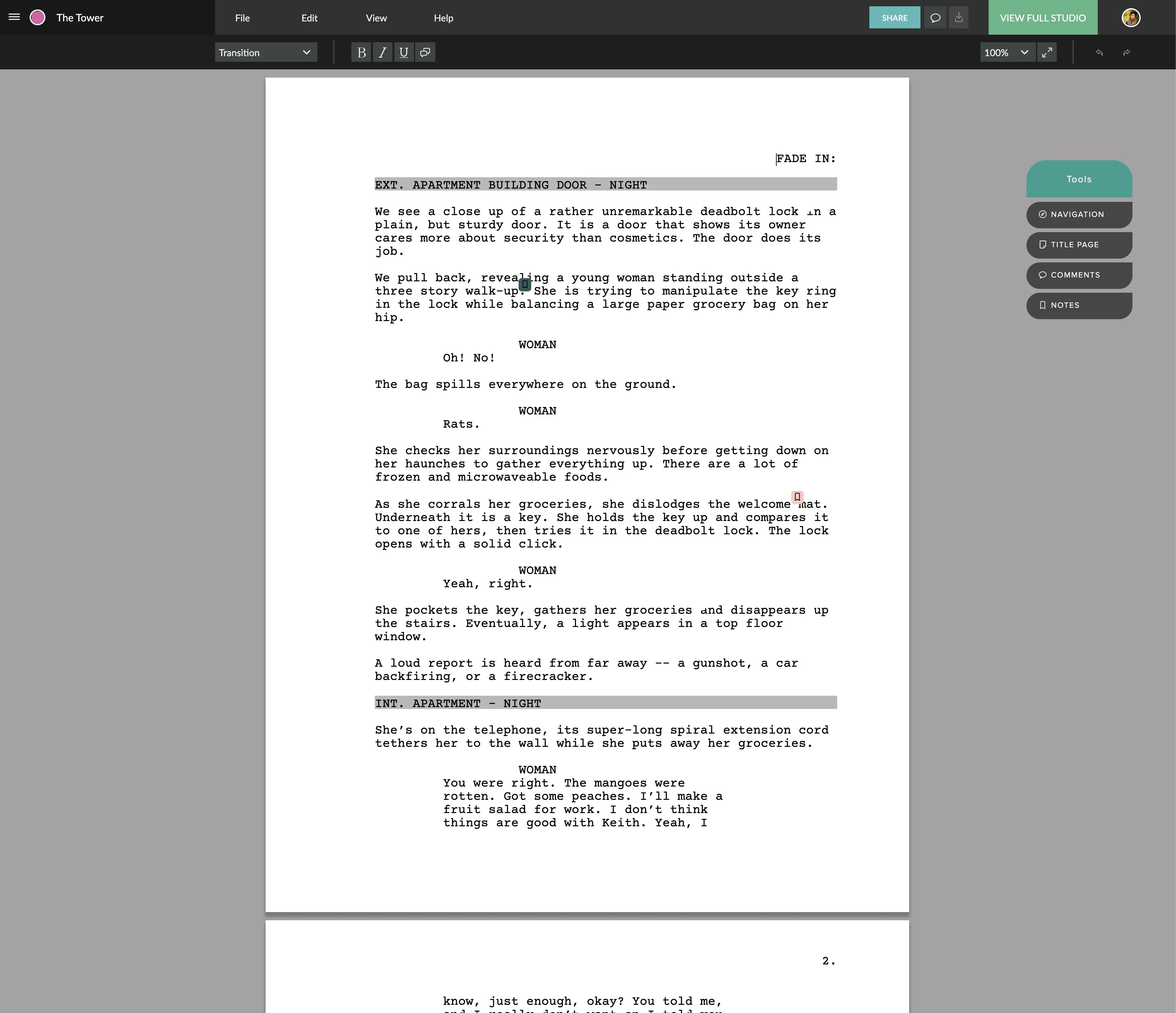 Celtx Screenplay screenshot 4