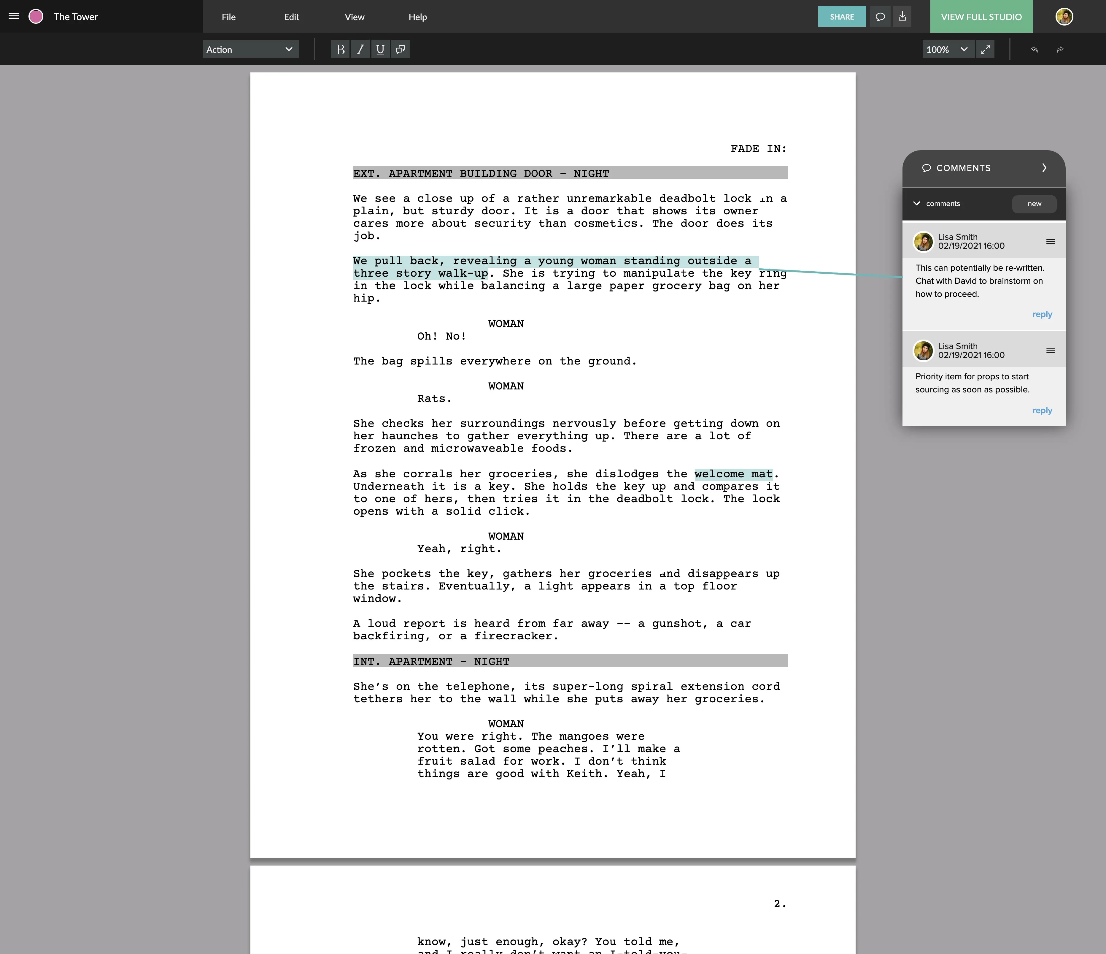 Celtx Screenplay screenshot 5