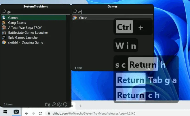 SystemTrayMenu screenshot 3