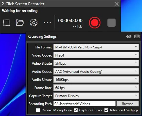 2-Click Screen Recorder screenshot 1
