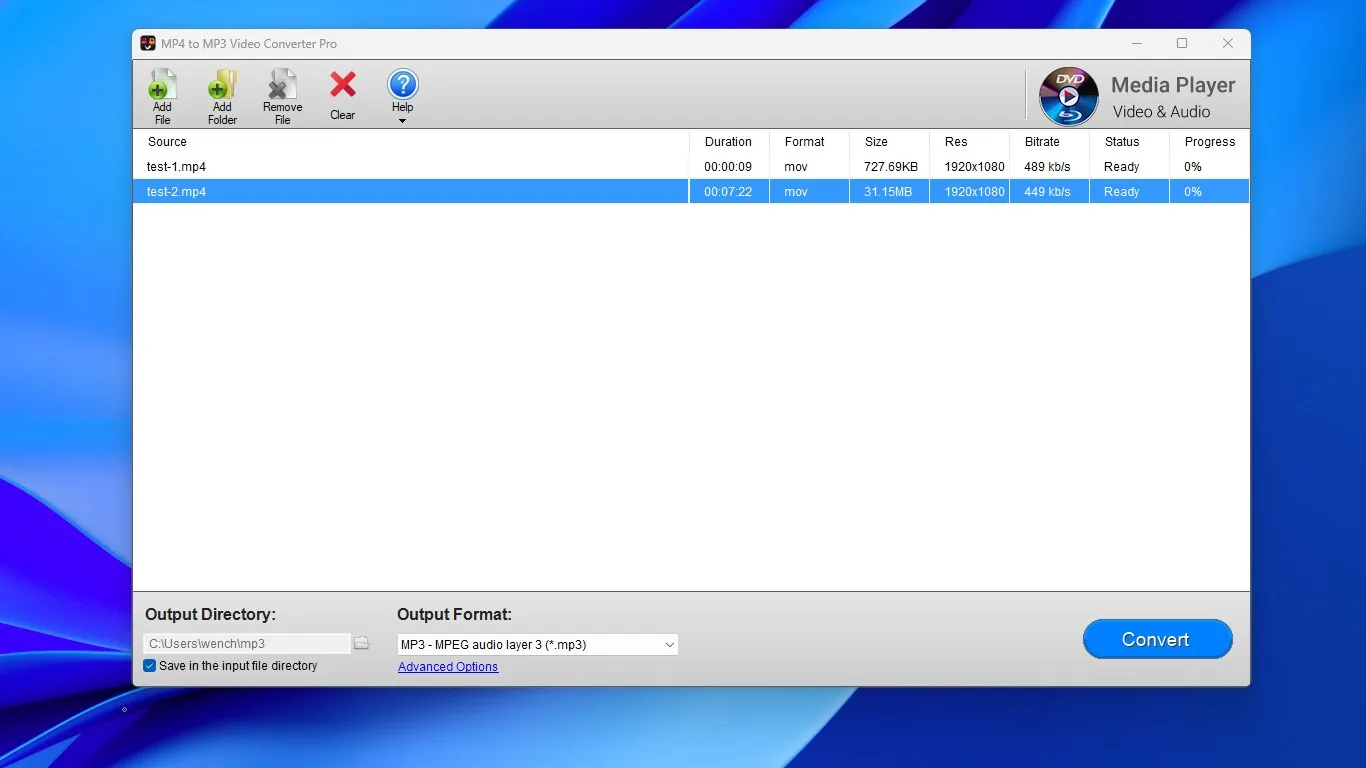 MP4 to MP3 Video Converter Pro screenshot 1